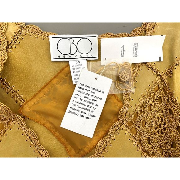 CBO New York Vintage Leather Embroidered Jacket Size 3X Camel Brown Coat Womens - Picture 4 of 8